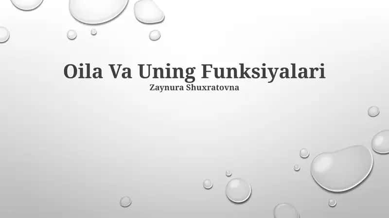 Oila Va Uning Funksiyalari