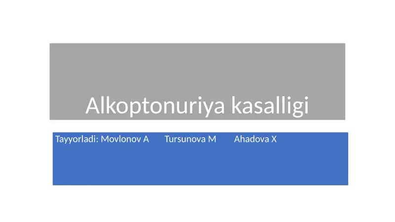 Alkoptonuriyakasalligi