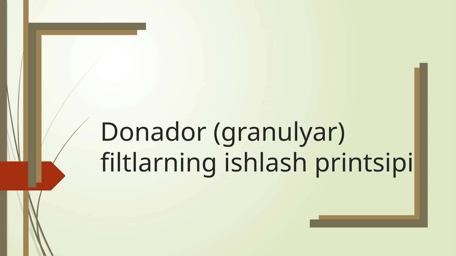 Donador(granulyar)filtlarningishlashprintsipi