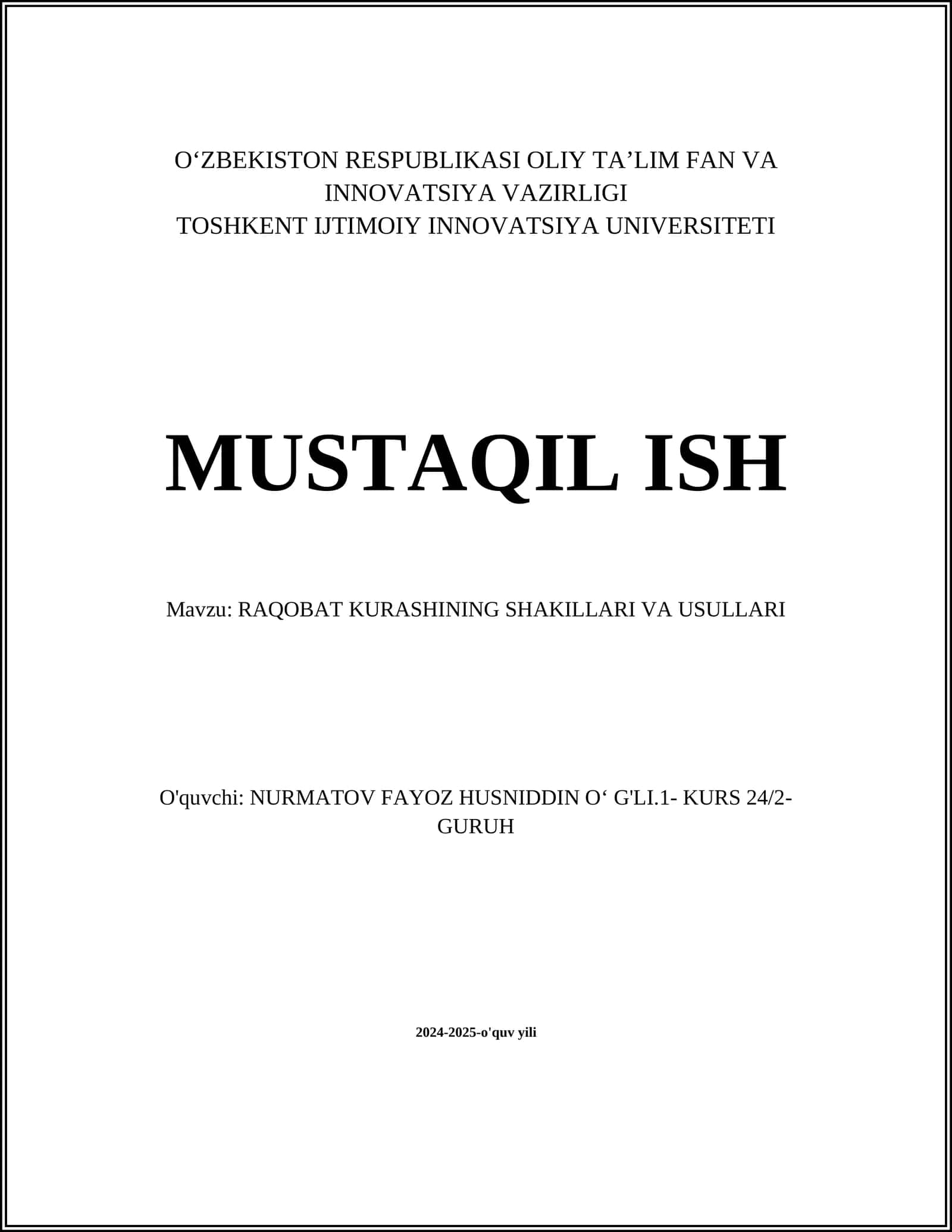 RAQOBAT KURASHINING IJTIMOIY SHAKILLARI