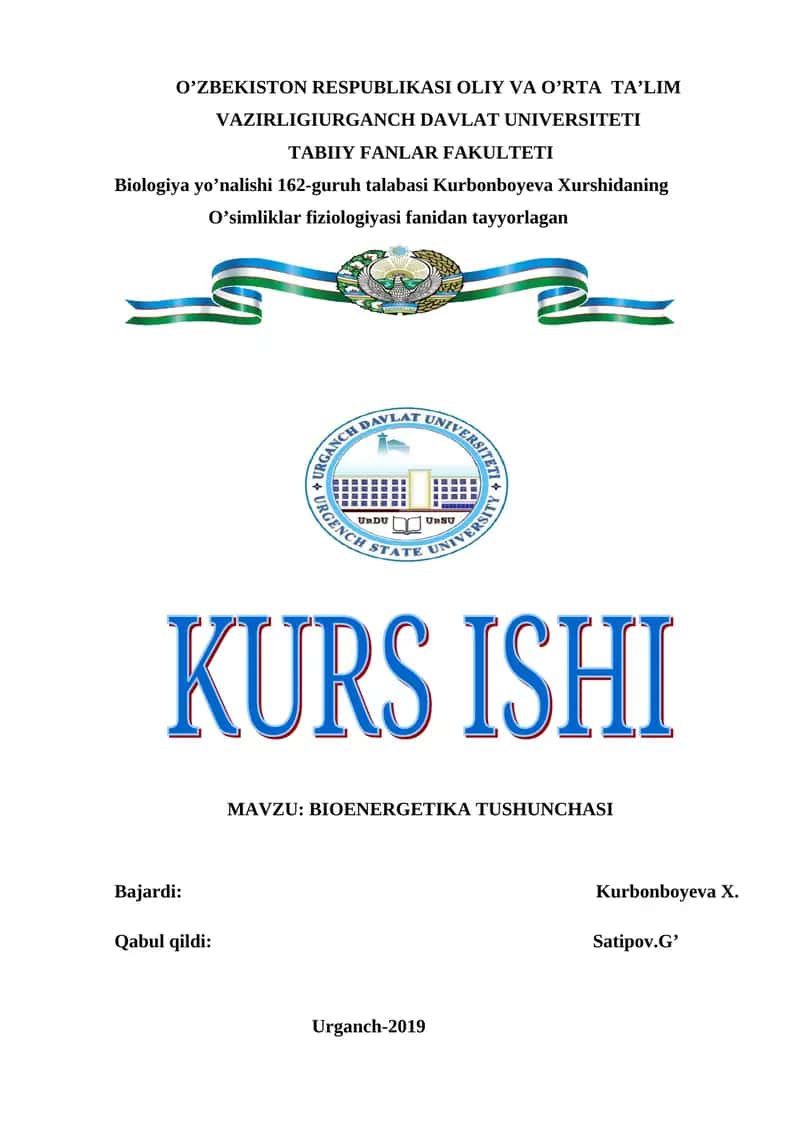 BIOENERGETIKA TUSHUNCHASI