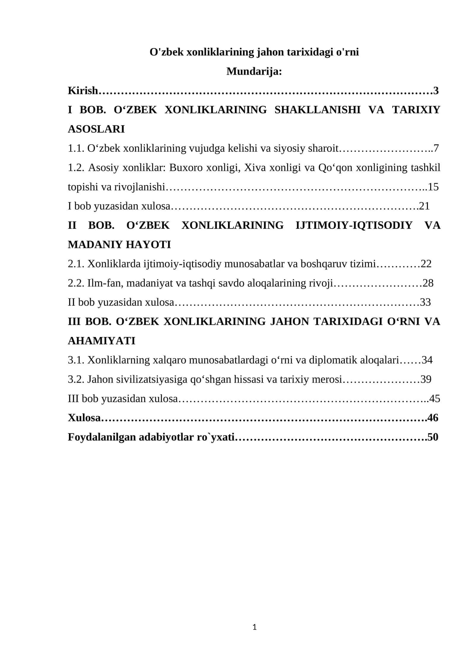 O'zbek xonliklarining jahon tarixidagi o'rni