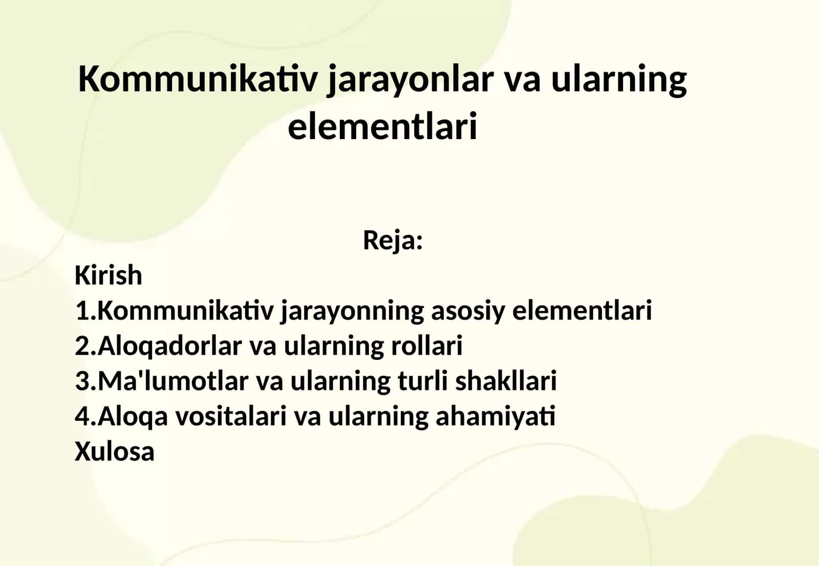 Kommunikativ jarayonlar va ularning elementlari