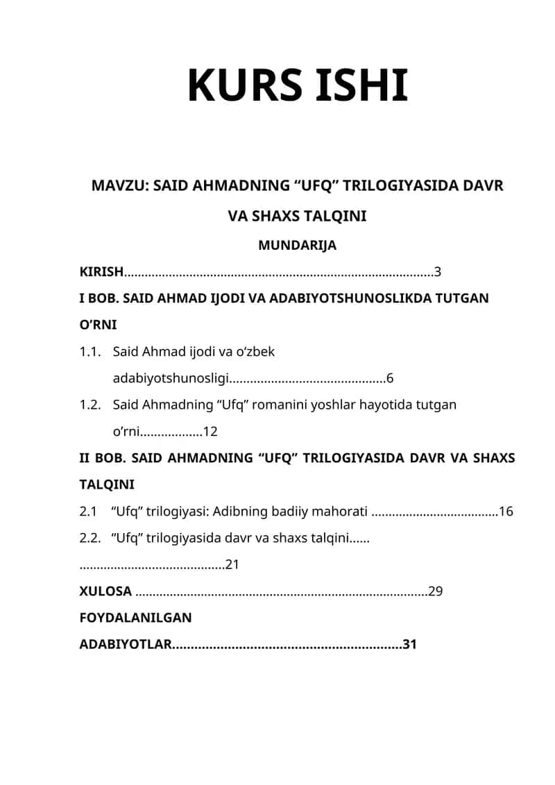 Said Ahmadning “Ufq” trilogiyasida davr va shaxs talqini