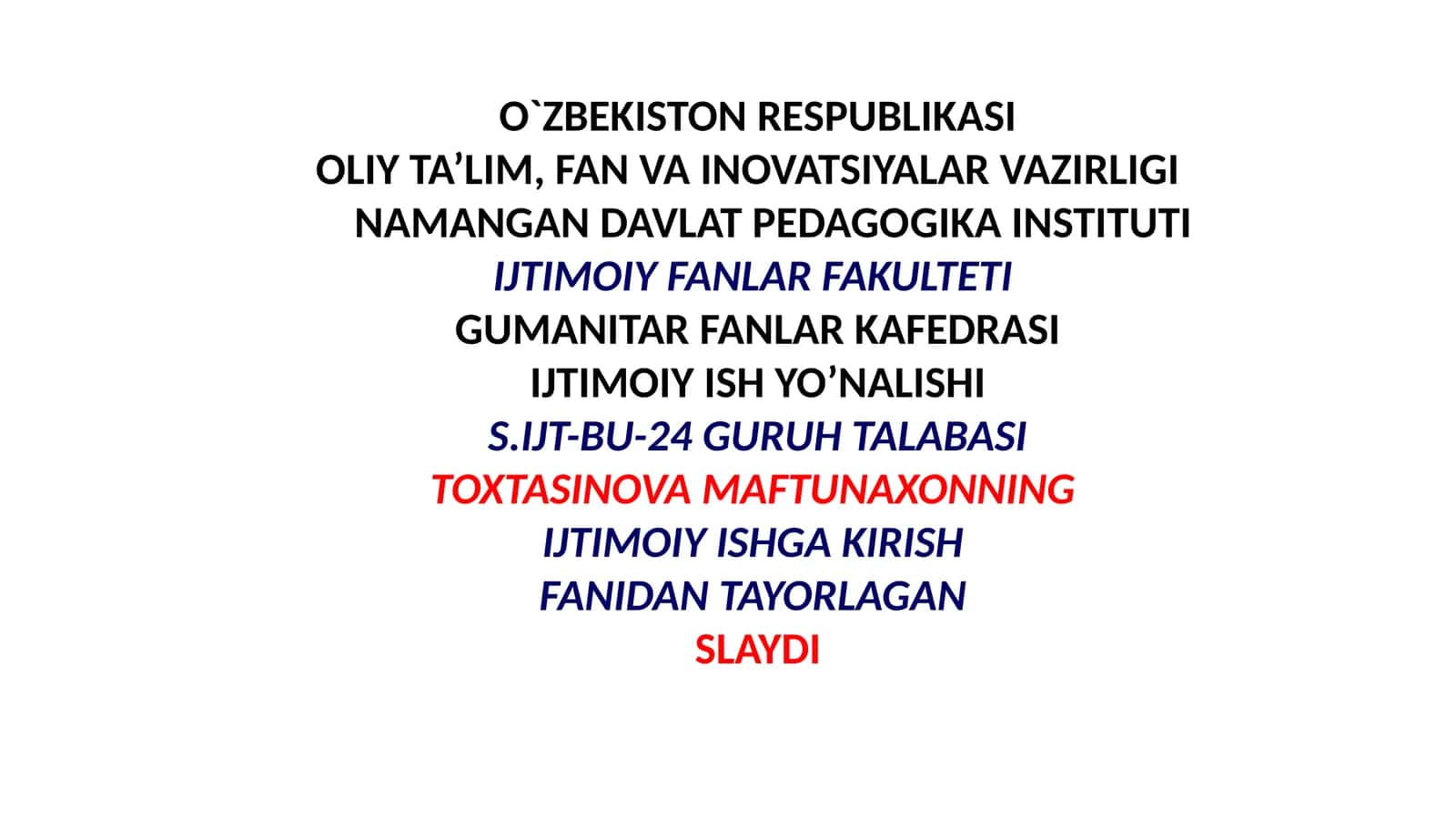 Slayd: Ijtimoiy ishdatushunish