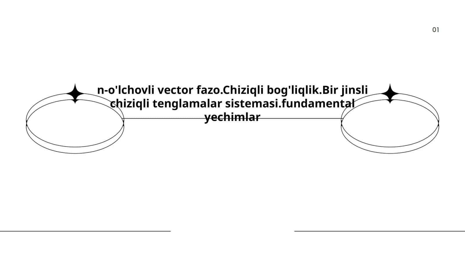 N-o'lchovli vector fazo.Chiziqli bog'liqlik.Bir jinsli chiziqli tenglamalar sistemasi.fundamental yechimlar