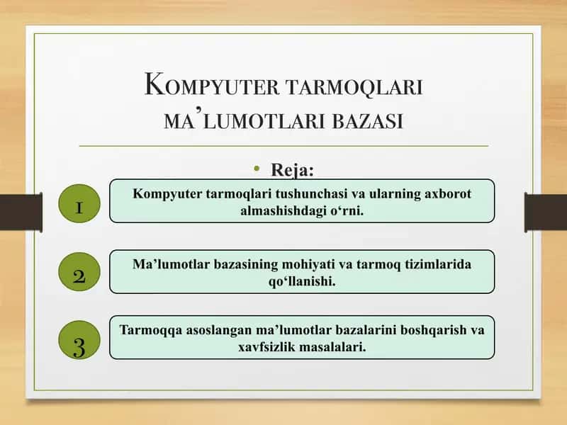 Kompyuter tarmoqlari ma’lumotlari bazasi