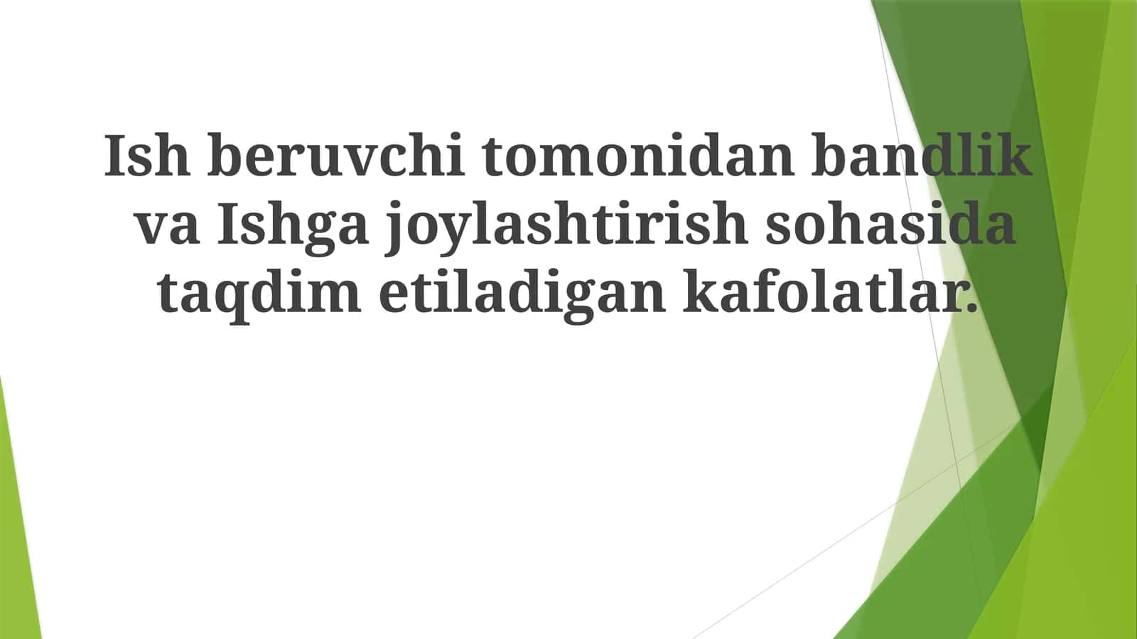 Ish bilan ta'minlash va joylashtirish kafolatlari