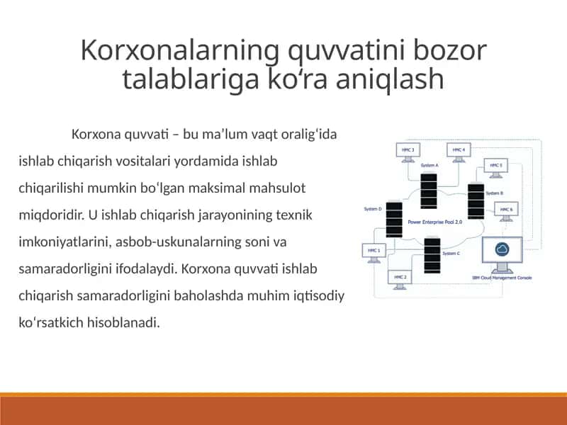 Korxonalarning quvvatini bozor talablariga ko‘ra aniqlash