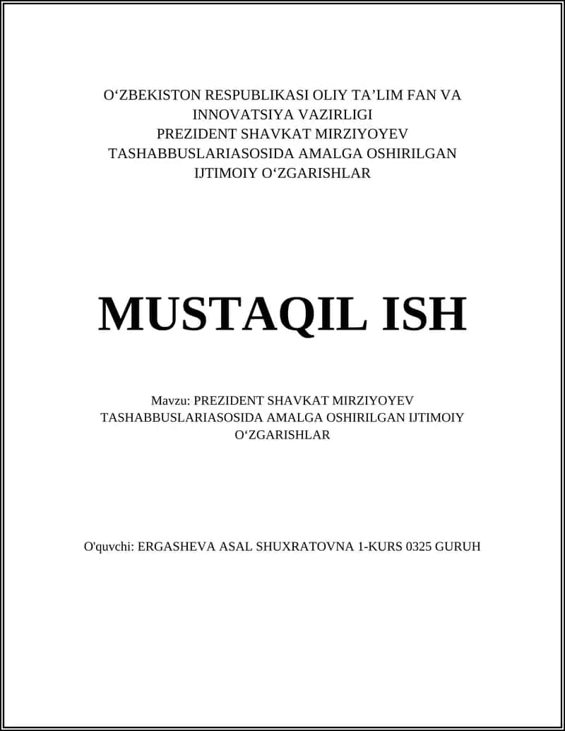 PREZIDENT SHAVKAT MIRZIYOYEV TASHABBUSLARIASOSIDA AMALGA OSHIRILGAN IJTIMOIY O‘ZGARISHLAR