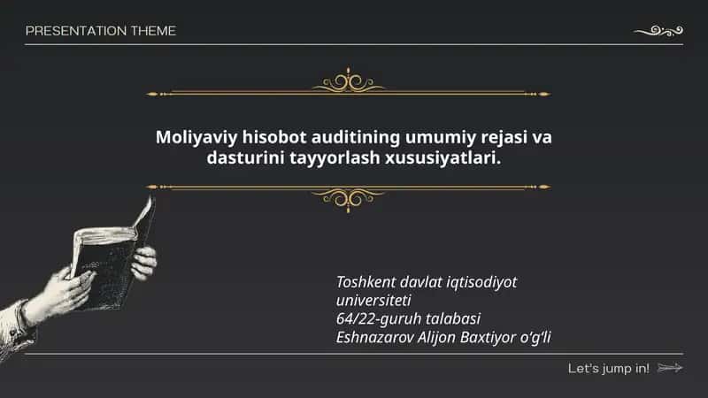 Moliyaviy hisobot auditining umumiy rejasi va dasturini tayyorlash xususiyatlari