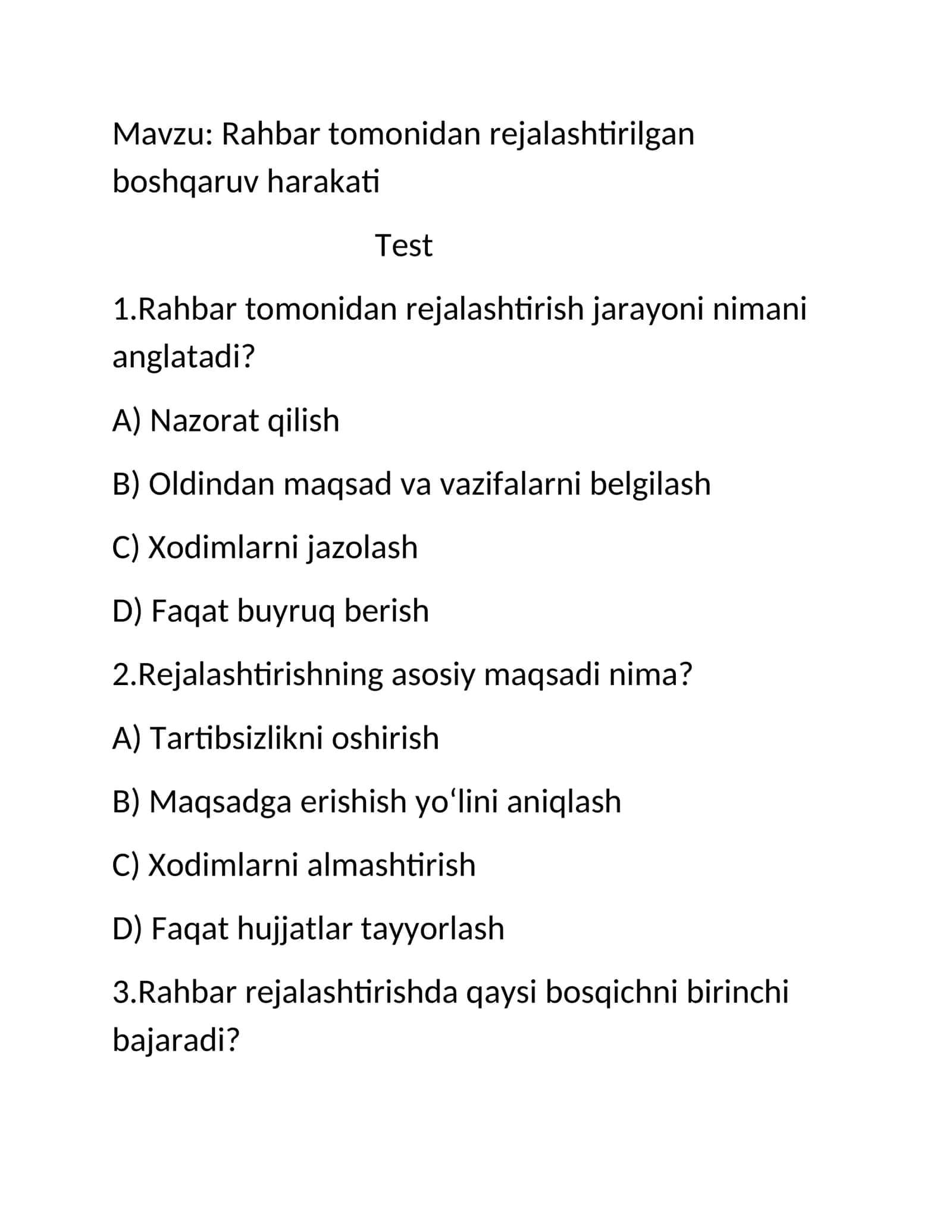 Rahbar tomonidan rejalashtirilgan boshqaruv harakati