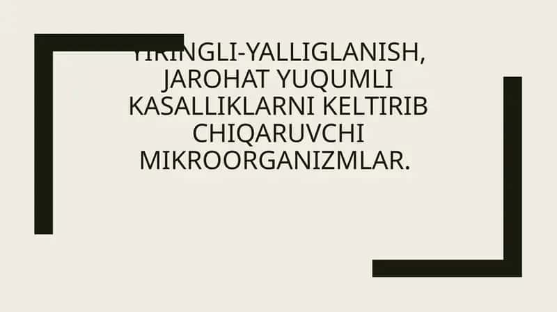 Yiringli-yalliglanish, jarohat yuqumli kasalliklarni keltirib chiqaruvchi mikroorganizmlar