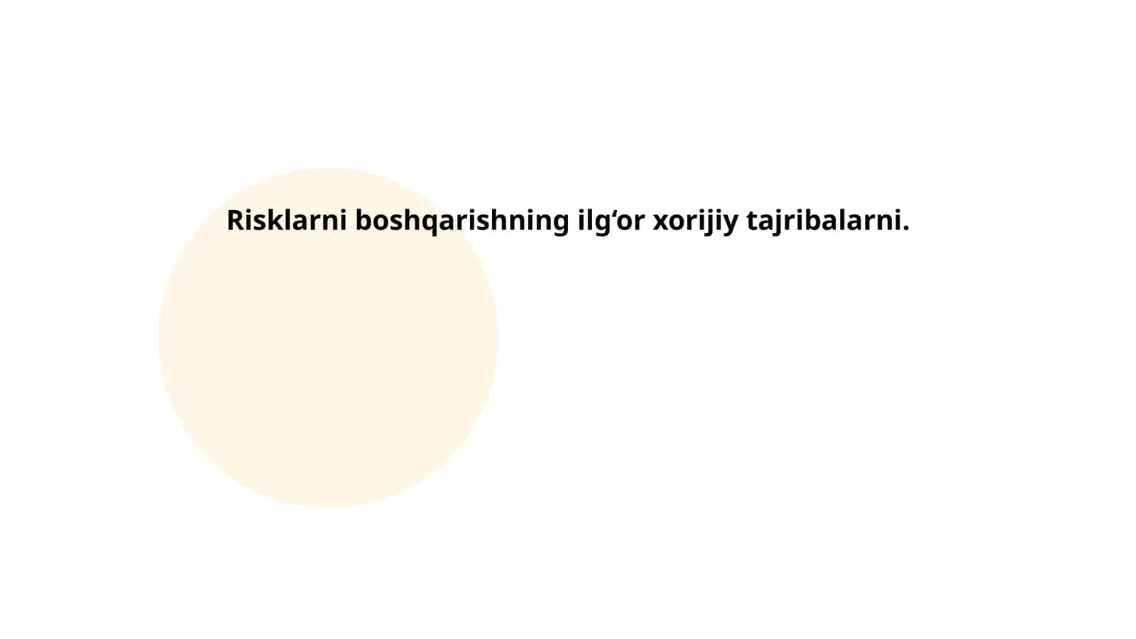 Risklarni boshqarishning ilg‘or xorijiy tajribalarni