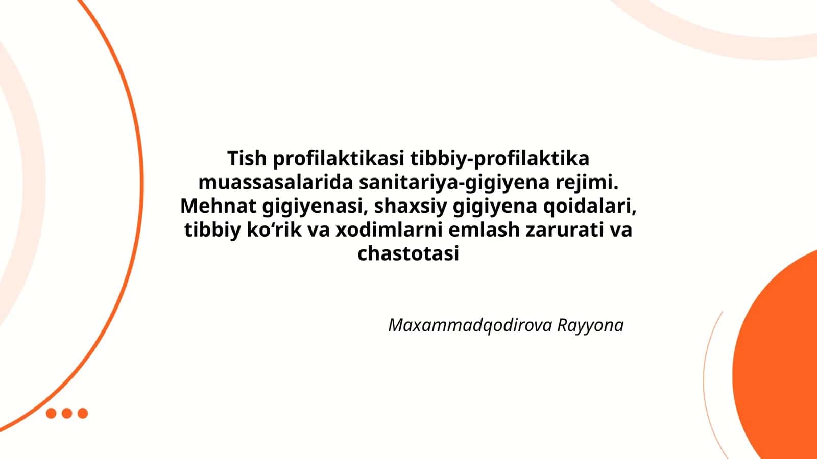 Tish profilaktikasi tibbiy-profilaktika muassasalarida sanitariya-gigiyena rejimi