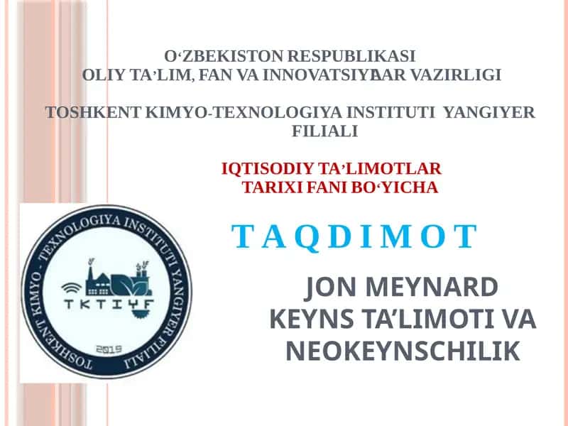 Jon Meynard Keyns ta'limoti va neokeynschilik