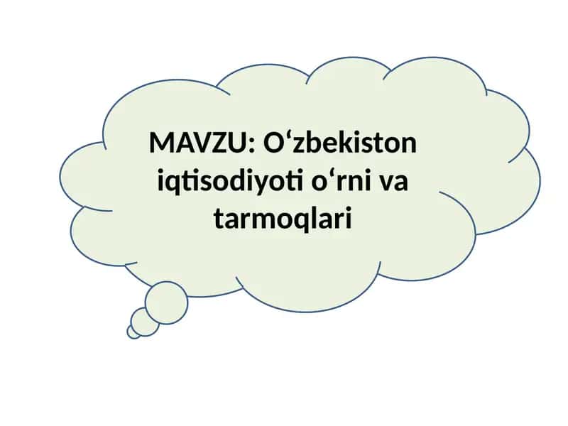 Oʻzbekiston iqtisodiyoti oʻrni va tarmoqlari