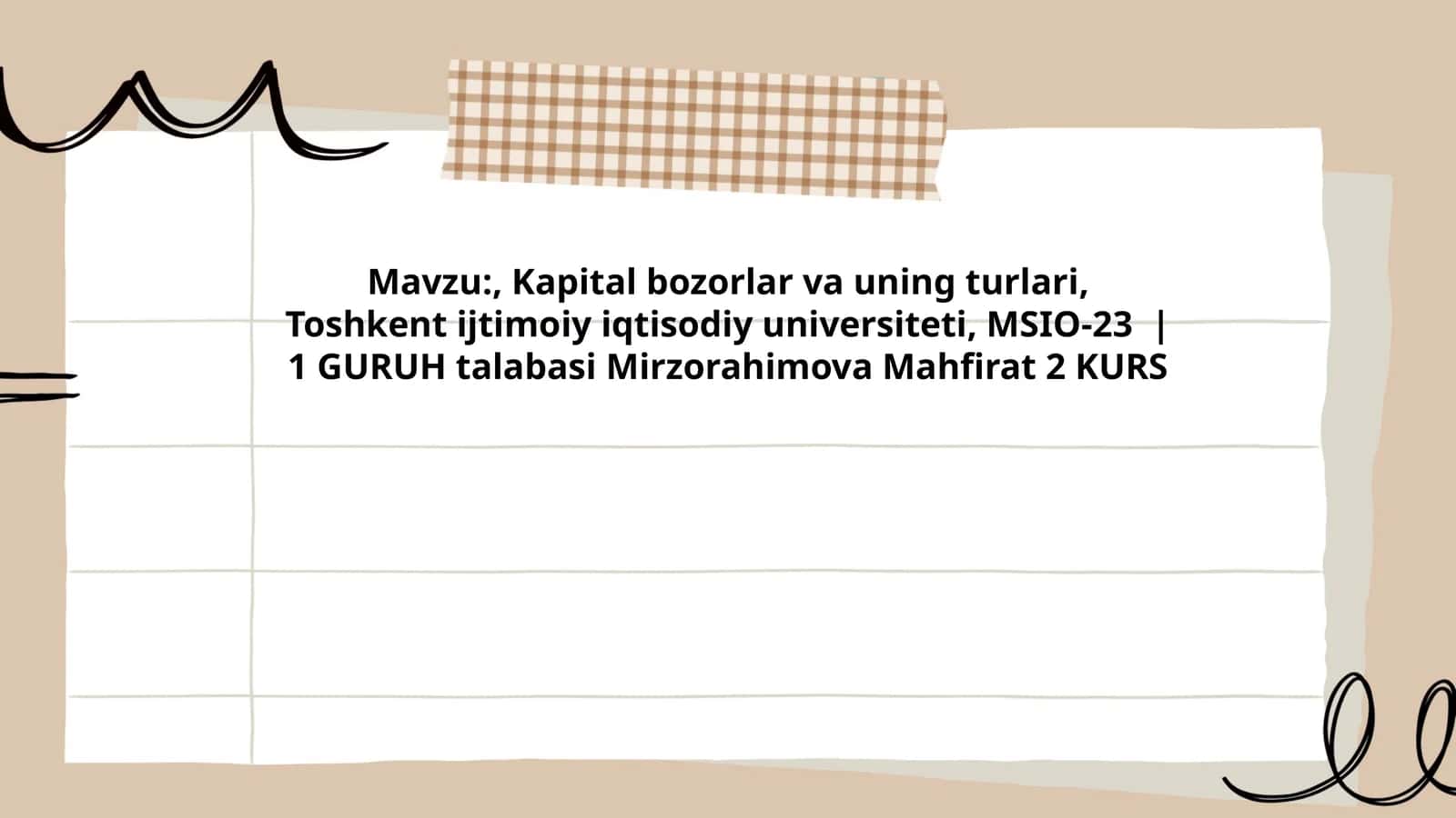Kapital bozorlar va uning turlari