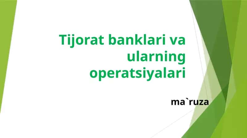 TIJORAT BANKLARINI TASHKIL ETISHNING HUQUQIY VA IQTISODIY ASOSLARI