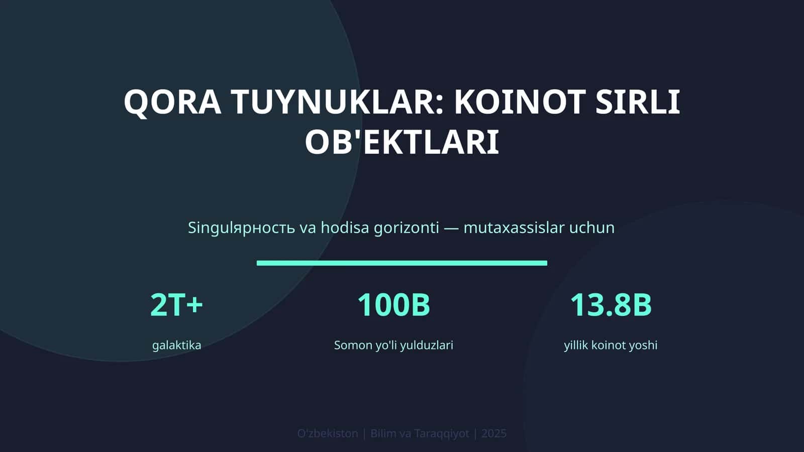 Qora tuynuklar: koinot sirli ob'ektlari