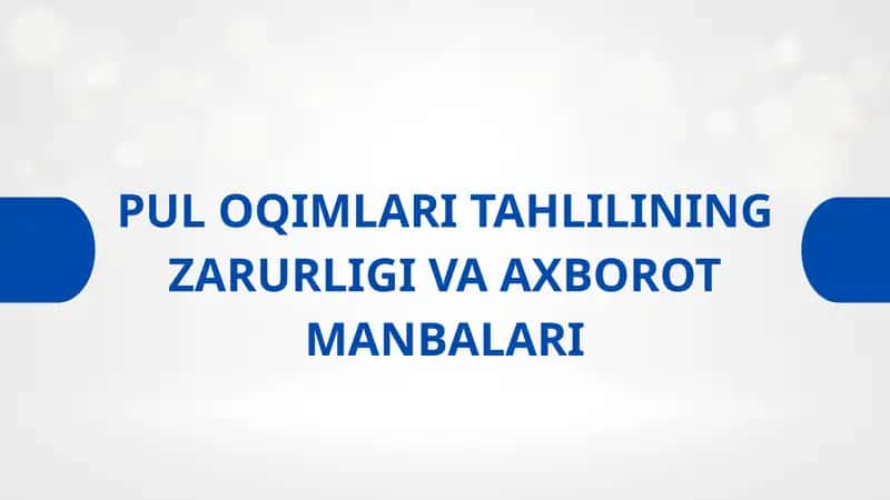 PUL OQIMLARI TAHLILINING ZARURLIGI VA AXBOROT MANBALARI
