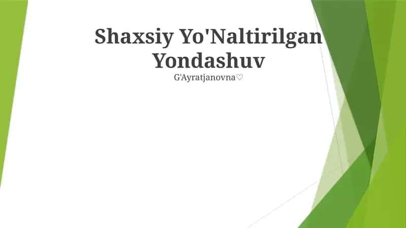 Ma'lumotlarga asoslangan Yondashuv