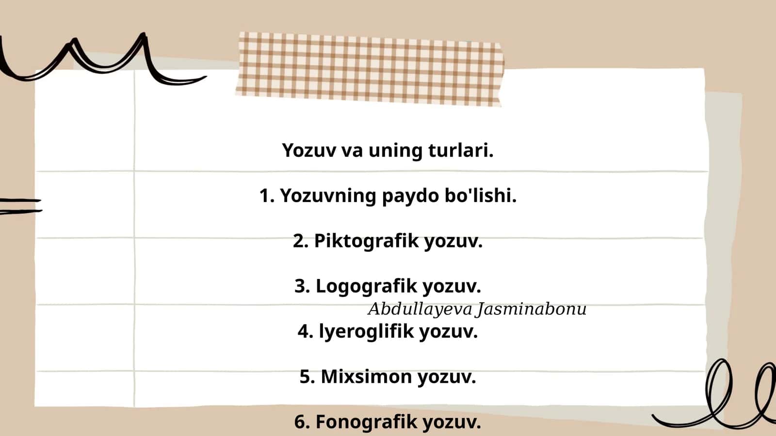 Yozuv va uning turlari