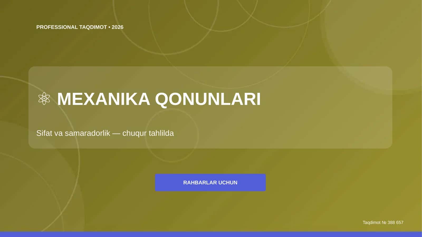 Mexanika qonunlari: sifat va samaradorlik