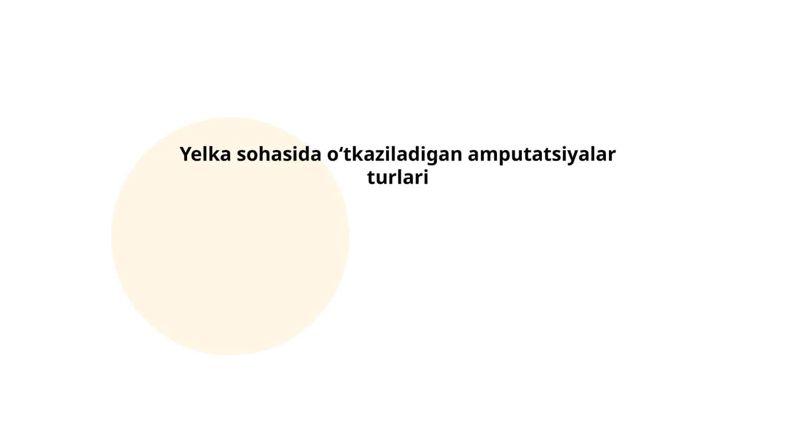 Yelka sohasida oʻtkaziladigan amputatsiyalar turlari