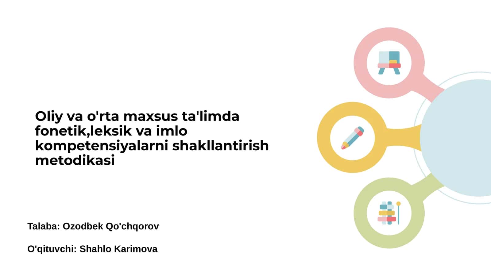 Oliy va o'rta maxsus ta'limda fonetik, leksik va imlo kompetensiyalarni shakllantirish metodikasi