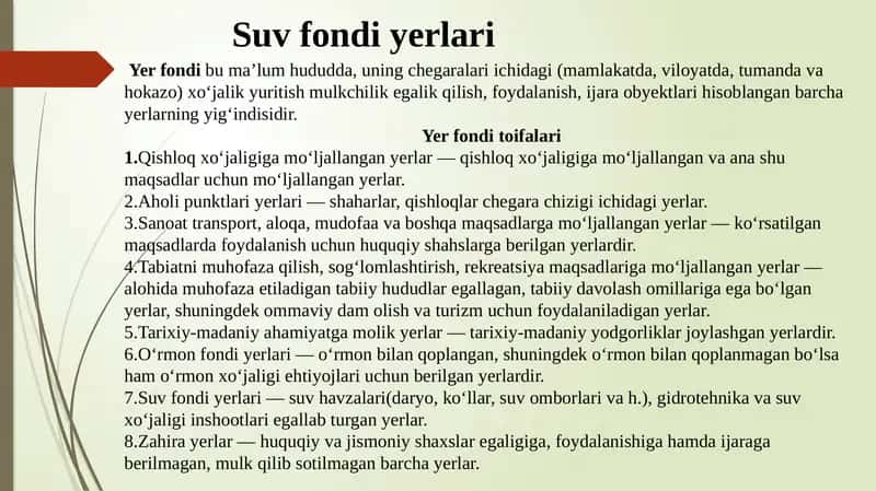 Suv fondi yerlari