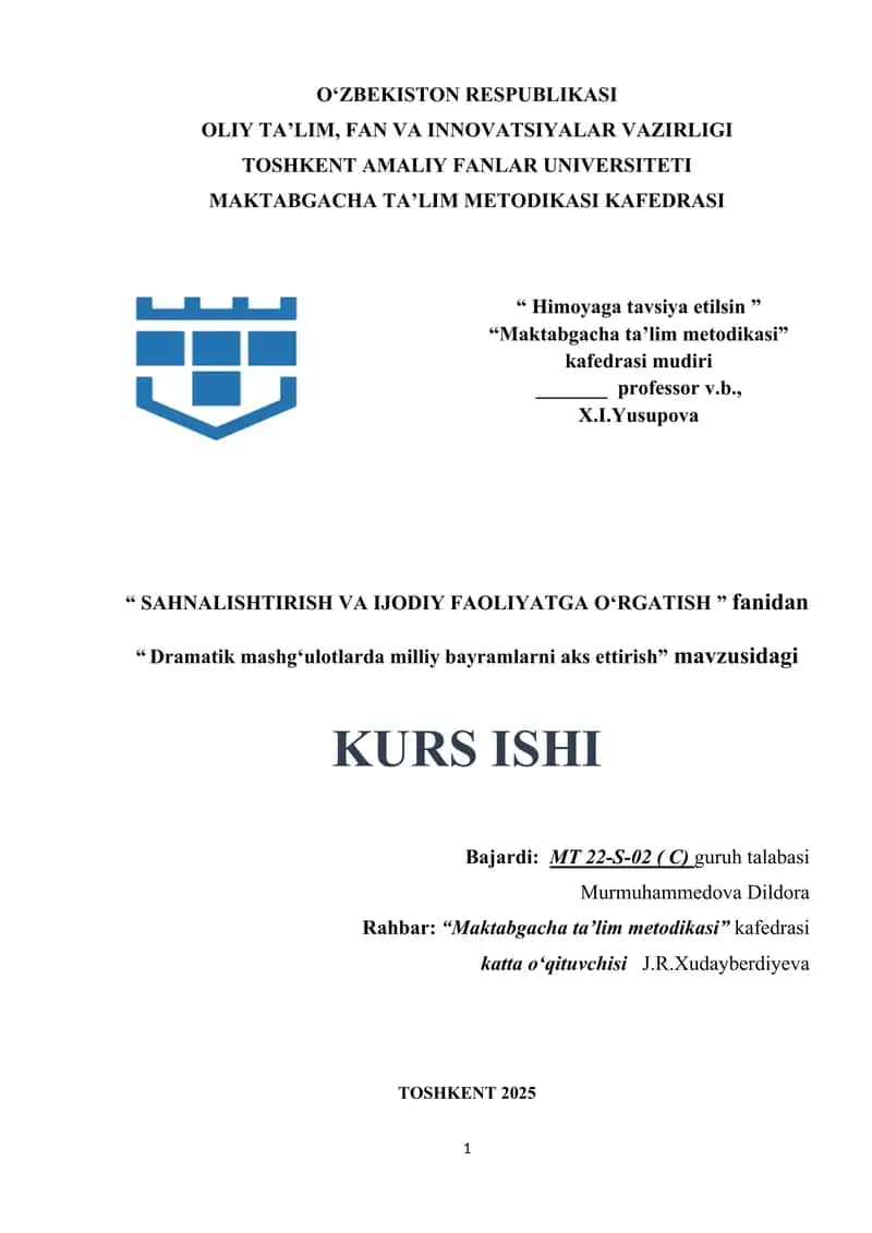 Dramatik mashgʻulotlarda milliy bayramlarni aks ettirish