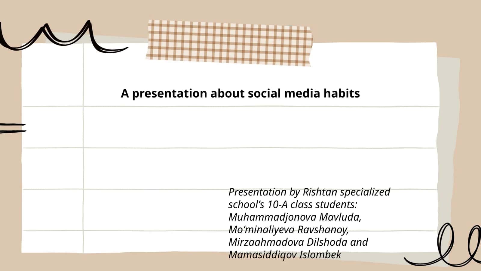 A presentation about social media habits