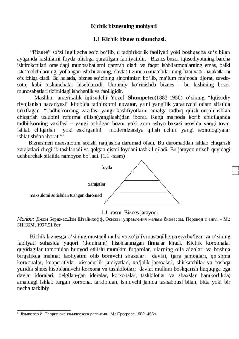 Kichik biznesning mohiyati