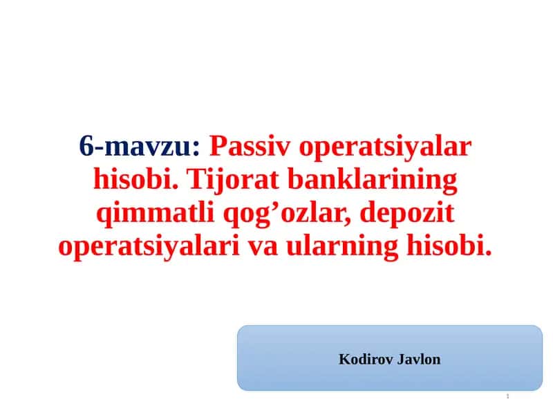 Passiv operatsiyalar hisobi