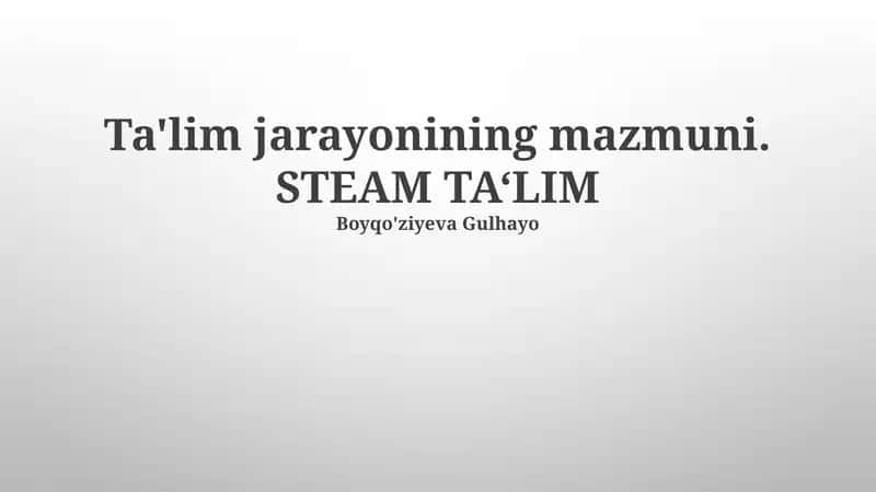 STEAM TA‘LIM