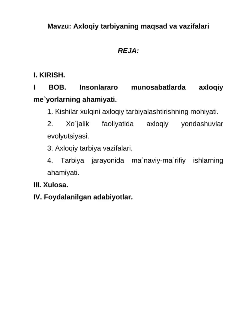 Axloqiy tarbiyaning maqsad va vazifalari