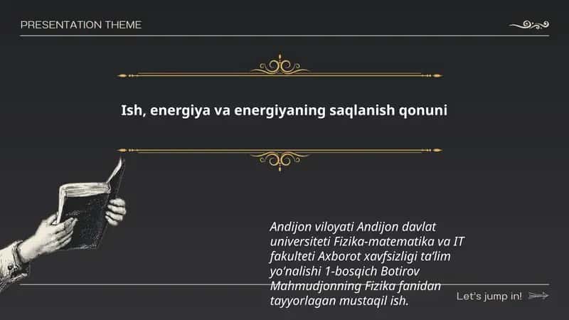 Ish, energiya va energiyaning saqlanish qonuni