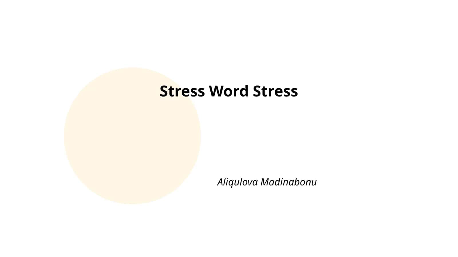Stress Word Stress