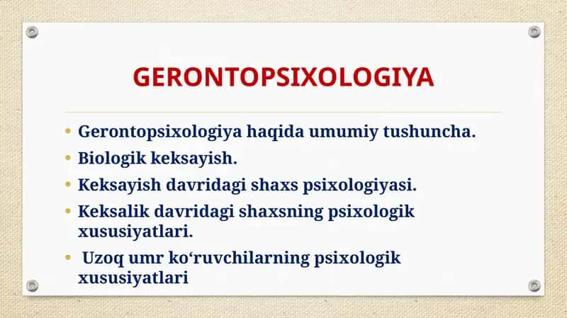 GERONTOPSIXOLOGIYA