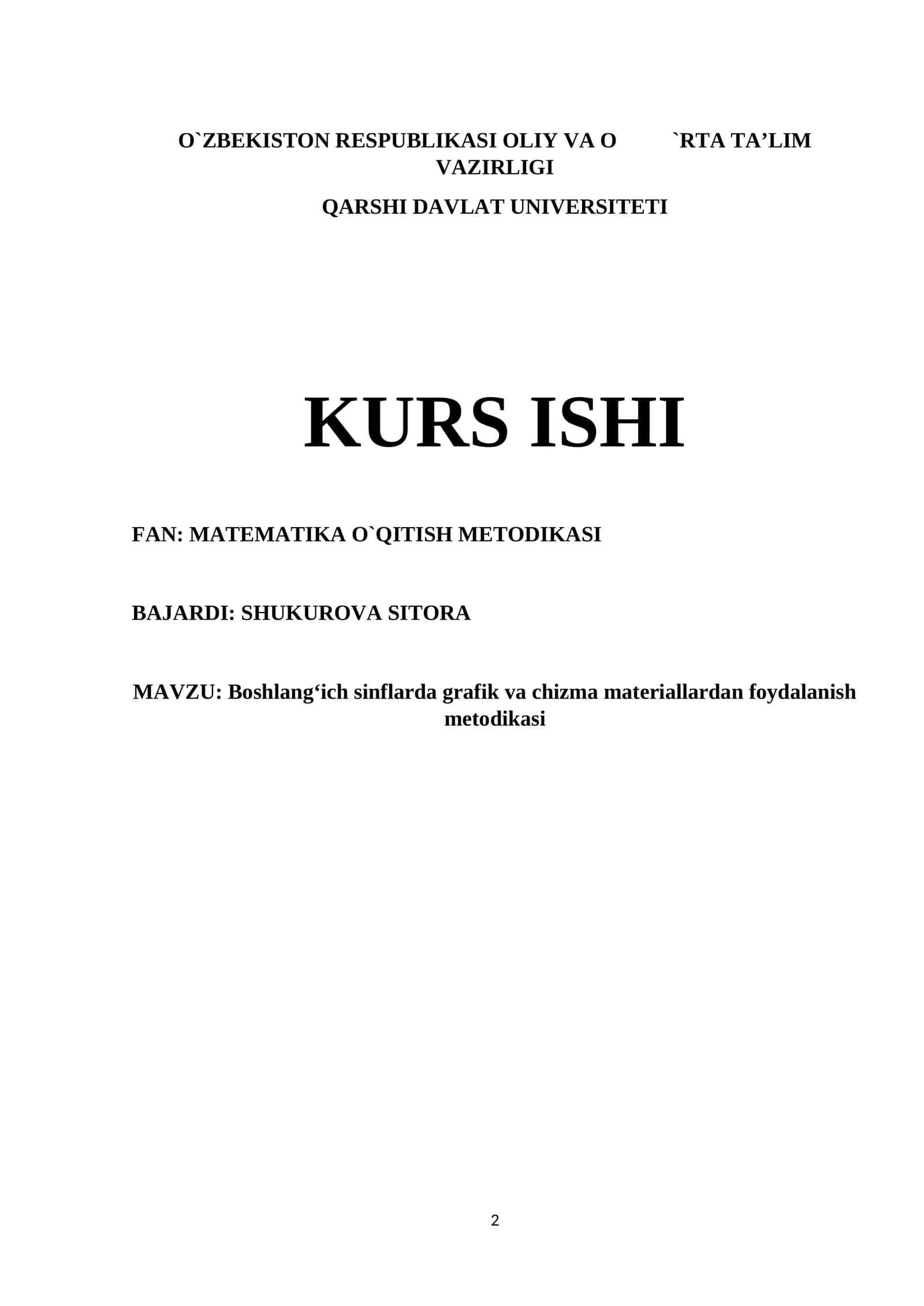 Boshlang‘ich sinflarda grafik va chizma materiallardan foydalanish metodikasi