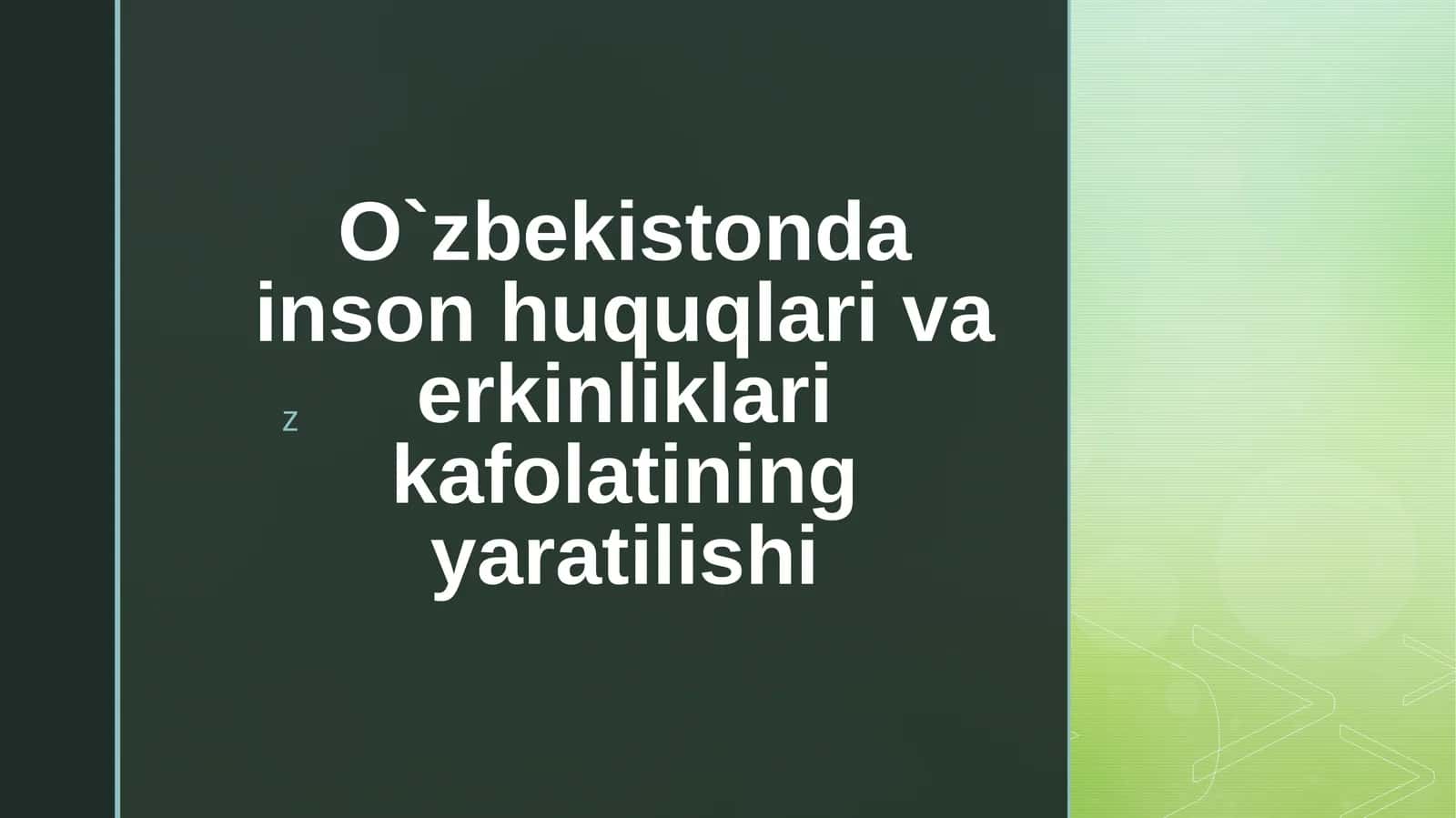 O`zbekistondainson huquqlari va erkliklar kafolatining yaratilishi