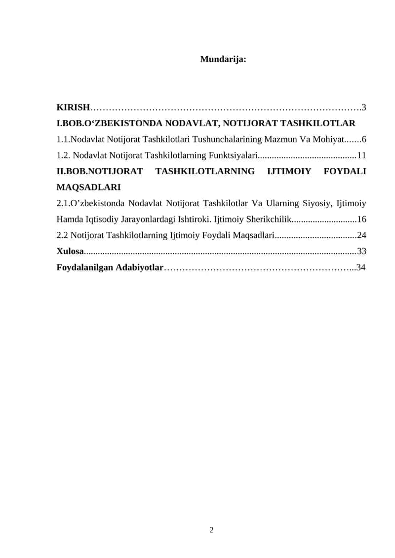 Nodavlat notijorat tashkilotlarining fuqarolik-huquqiy maqomi