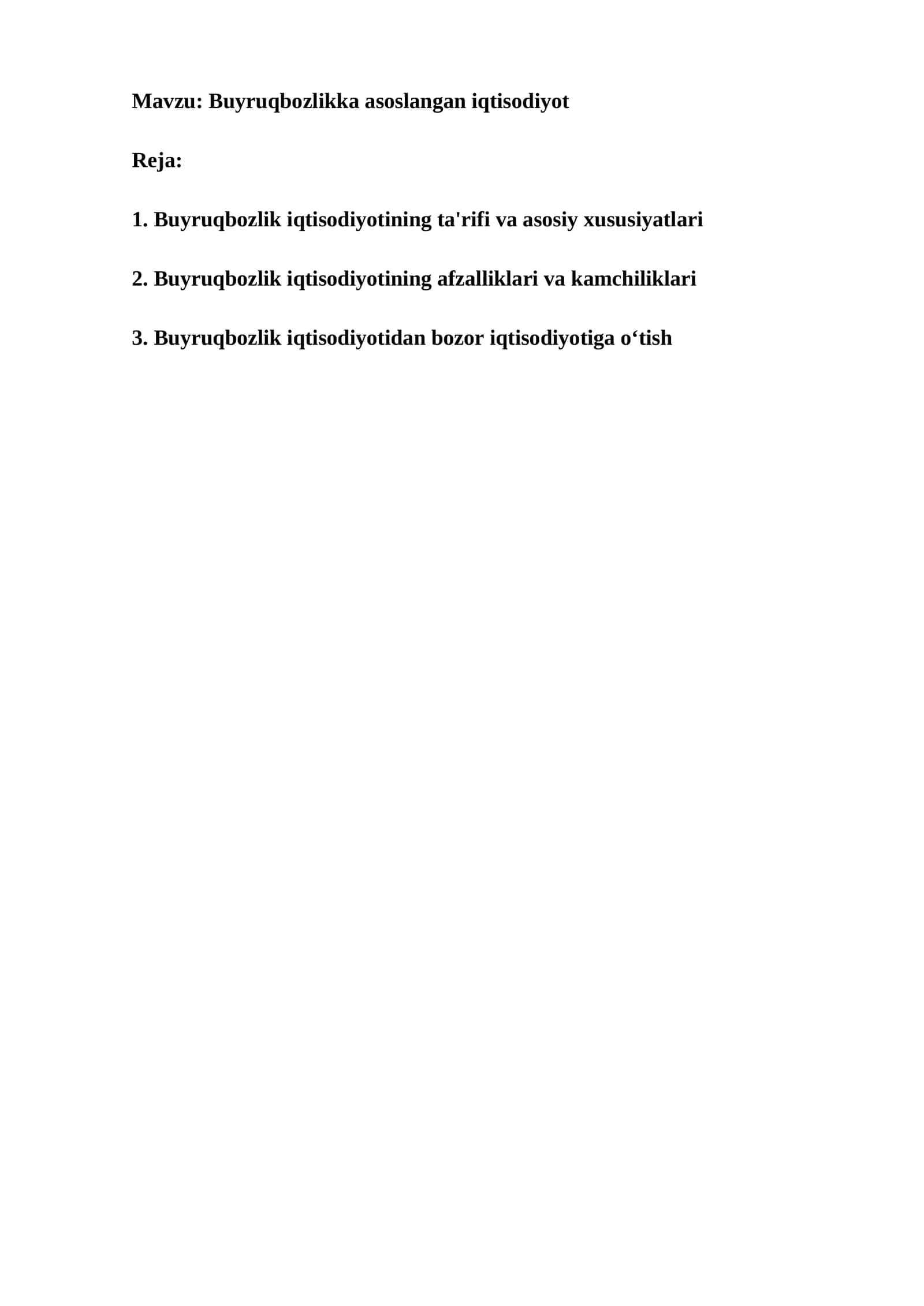Buyruqbozlikka asoslangan iqtisodiyot