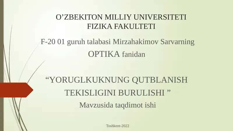 YORUGLKUKNUNG QUTBLANISH TEKISLIGINI BURULISHI