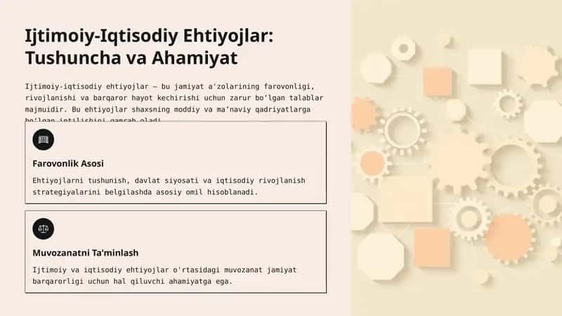 Ijtimoiy-Iqtisodiy Ehtiyojlar: Tushuncha va Ahamiyat