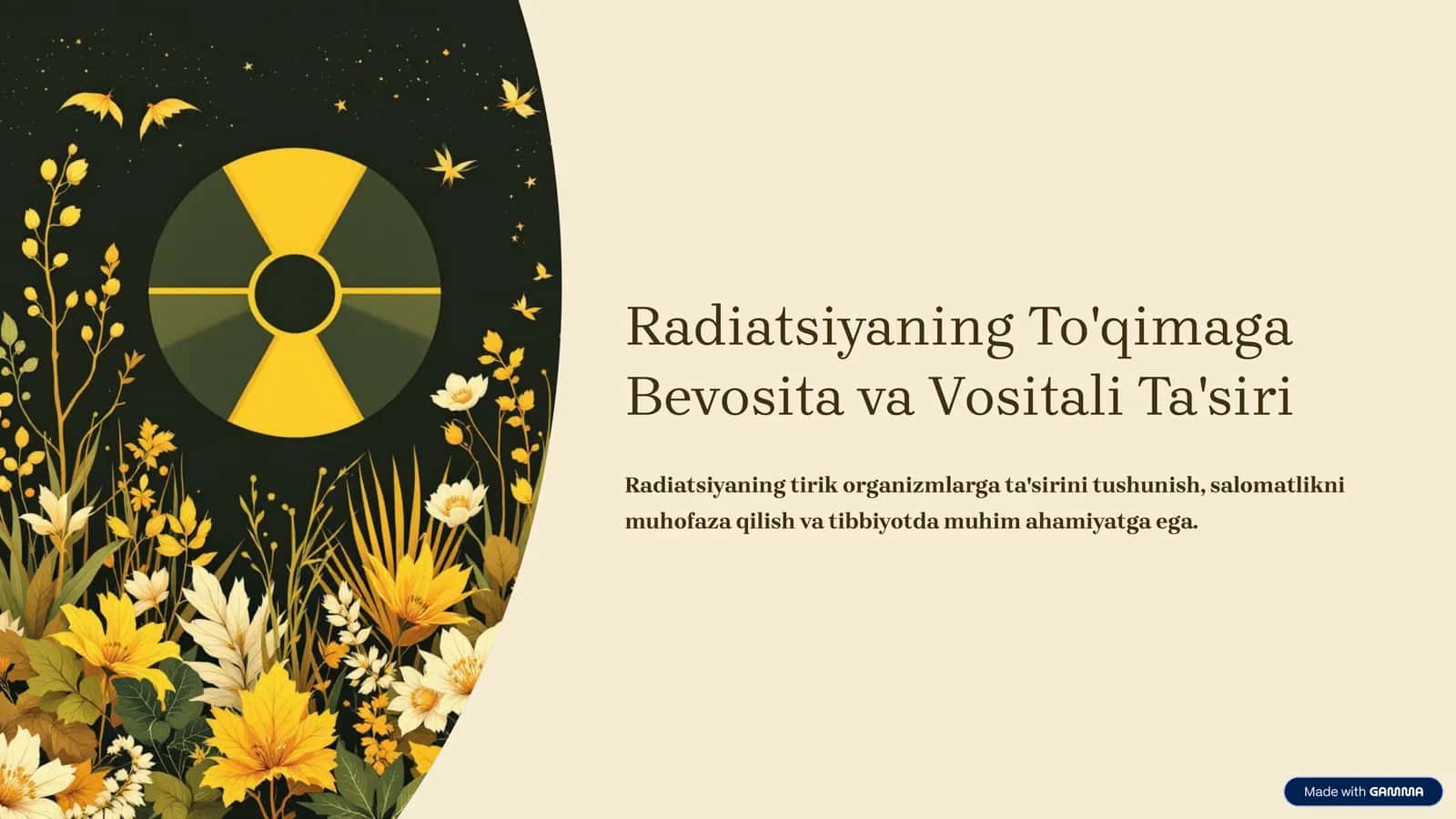 Radiatsiyaning To'qimaga Bevosita va Vositali Ta'siri