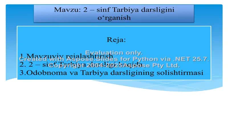 2-sinf Tarbiya darsligini o‘rganish