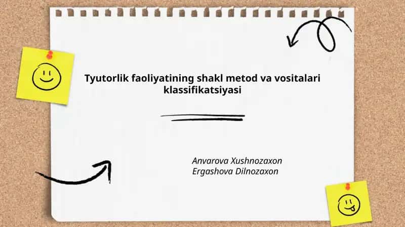 Tyutorlik faoliyatining shakl metod va vositalari klassifikatsiyasi