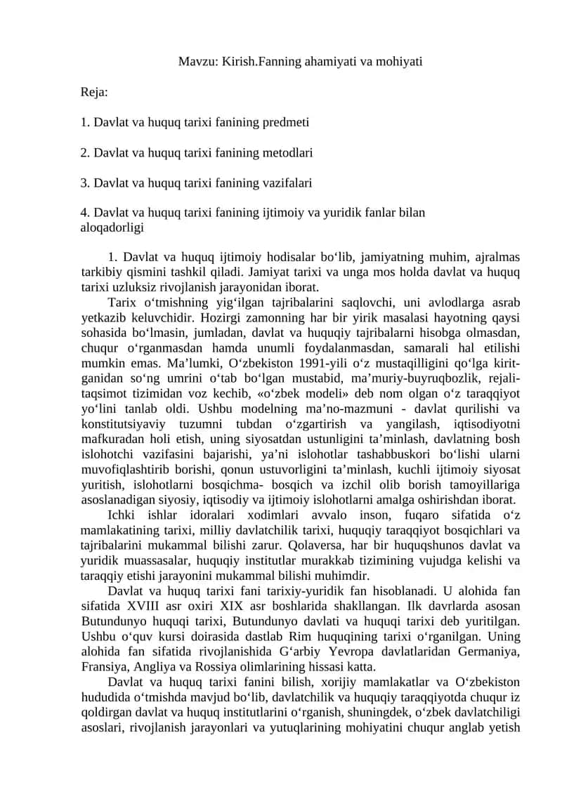 Davlat va huquq tarixi
